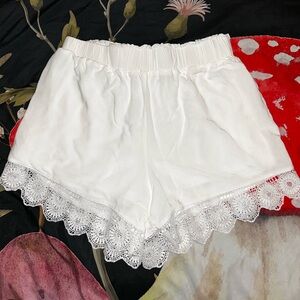 White Lace-Trim Bloomer Shorts
